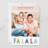 ハッピーホリデーズクリスマスファララタイポグラフィピンク シーズンカード (正面)