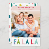 ハッピーホリデーズクリスマスファララタイポグラフィピンク シーズンカード (正面/裏面)