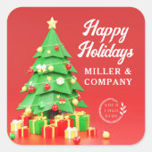 ハッピーホリデーズクリスマスフェスティバル企業のロゴ スクエアシール (正面)