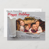 ハッピーホリデーズクリスマスフォトを破って明らかにする シーズンポストカード (正面/裏面)