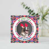 ハッピーホリデーズクリスマスフォトプンドッグパパムームママ シーズンカード (スタンド正面)