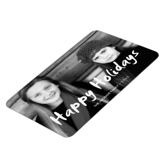 ハッピーホリデーズクリスマスフォトホリデーウィッシュおもしろい マグネット (左側)
