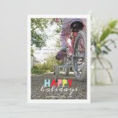 ハッピーホリデーズクリスマスフォトホリデーウィッシュレッド シーズンカード (スタンド正面)