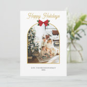 ハッピーホリデーズクリスマスフォトミニマルカード 招待状 (スタンド正面)
