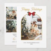 ハッピーホリデーズクリスマスフォトミニマルカード 招待状 (正面/裏面)