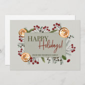 ハッピーホリデーズクリスマスブロージングオレンジカスタム シーズンカード (正面/裏面)