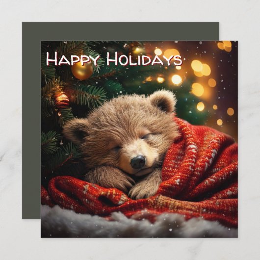 ハッピーホリデーズクリスマスベアースランバー シーズンカード (正面/裏面)