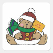 ハッピーホリデーズクリスマスベア スクエアシール (正面)