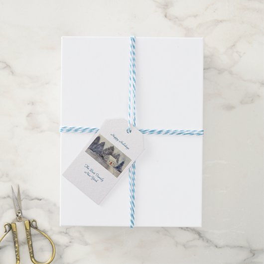 ハッピーホリデーズクリスマスホリデーススノーイコテージ ギフトタグ (より糸付き)