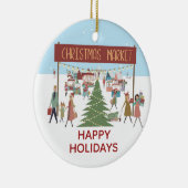 ハッピーホリデーズクリスマスマーケットシーン セラミックオーナメント (右)