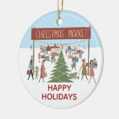 ハッピーホリデーズクリスマスマーケットシーン セラミックオーナメント (左)