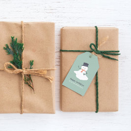 ハッピーホリデーズクリスマスメルティング雪だるまかわいい ギフトタグ