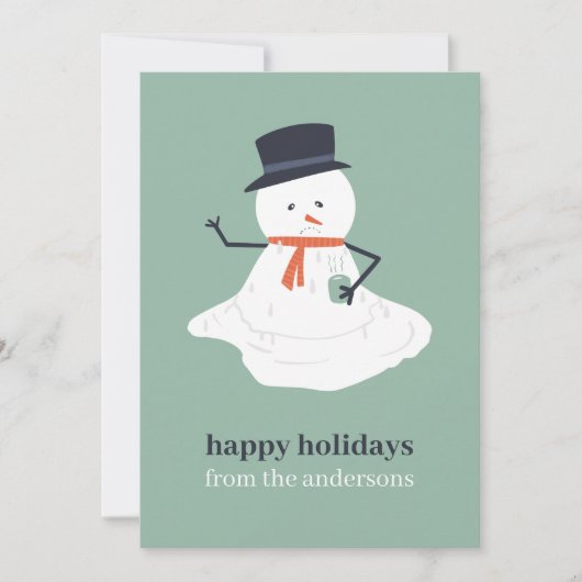 ハッピーホリデーズクリスマスメルティング雪だるまかわいい シーズンカード (正面)