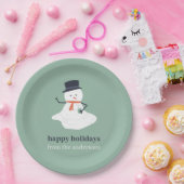 ハッピーホリデーズクリスマスメルティング雪だるまかわいい ペーパープレート (パーティー)
