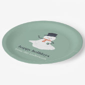 ハッピーホリデーズクリスマスメルティング雪だるまかわいい ペーパープレート (アングル)