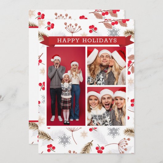 ハッピーホリデーズクリスマスモミモダンホリー3写真 (正面/裏面)