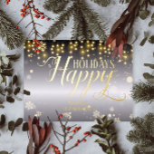 ハッピーホリデーズクリスマスライトと雪片 箔シーズンポストカード