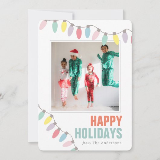 ハッピーホリデーズクリスマスライトフォトホリデー シーズンカード (正面)