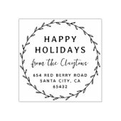 ハッピーホリデーズクリスマスリースファミリー名 ラバースタンプ (インプリント)