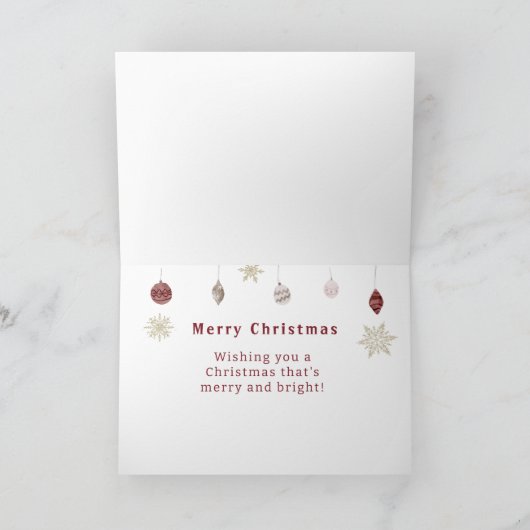 ハッピーホリデーズクリスマスレッドスノーカバーハウス シーズンカード (内部)