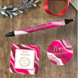 ハッピーホリデーズクリスマスレッドビジネスプロモーション 黒ボールペン