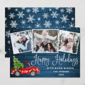 ハッピーホリデーズクリスマスレッドファームトラック3写真 シーズンカード (正面/裏面)