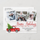 ハッピーホリデーズクリスマスレッドファームトラック3写真 ポストカード (正面/裏面)
