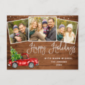ハッピーホリデーズクリスマスレッドファームトラック3写真 ポストカード (正面)