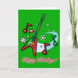 ハッピーホリデーズクリスマスロックギターとノート シーズンカード