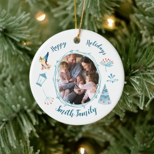 ハッピーホリデーズクリスマス小妖精や小人ツリーオーナメント セラミックオーナメント (ツリー)