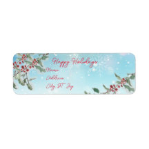 ハッピーホリデーズクリスマス差出人住所ラベル