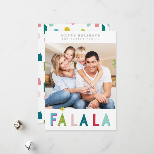 ハッピーホリデーズクリスマス引用文ファララタイポグラフィ シーズンカード (正面/裏面インサイチュ)