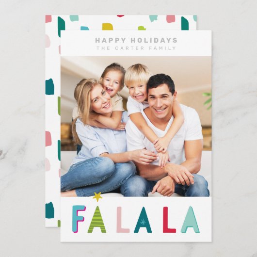 ハッピーホリデーズクリスマス引用文ファララタイポグラフィ シーズンカード (正面/裏面)