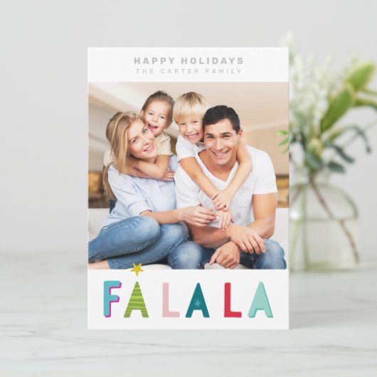 ハッピーホリデーズクリスマス引用文ファララタイポグラフィ シーズンカード (スタンド正面)