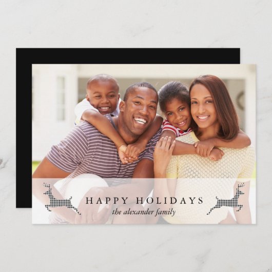 ハッピーホリデーズクリスマス素朴鹿フォトカード シーズンカード (正面/裏面)