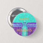 ハッピーホリデーズクリスマス遠くにホーム 缶バッジ (正面&裏面)