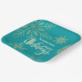 ハッピーホリデーズクリスマス金ゴールド雪の結晶グリーン ペーパープレート (傾斜あり)