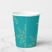 ハッピーホリデーズクリスマス金ゴールド雪の結晶グリーン 紙コップ (右)