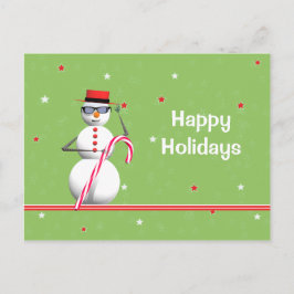 ハッピーホリデーズクリスマス雪だるま シーズンポストカード