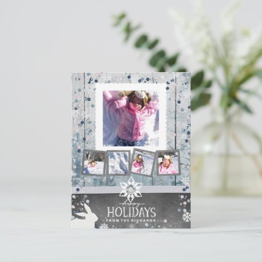 ハッピーホリデーズクリスマス5フォトコラージュ シーズンポストカード (スタンド正面)