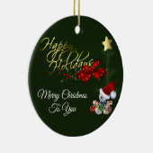 ハッピーホリデーズクリスマス セラミックオーナメント (右)