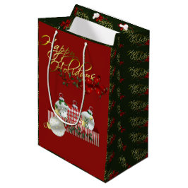 ハッピーホリデーズクリスマス ミディアムペーパーバッグ