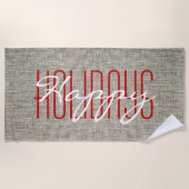 ハッピーホリデーズクリ素朴スマス ビーチタオル (正面)