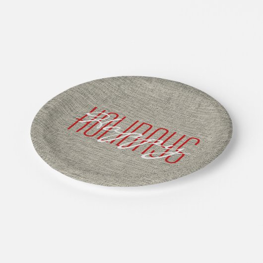 ハッピーホリデーズクリ素朴スマス ペーパープレート (アングル)