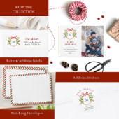 ハッピーホリデーズクレストと緑のモノグラムの写真 シーズンカード