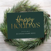 ハッピーホリデーズグモダンリーン金ゴールドスクリプトビジネス シーズンカード