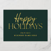 ハッピーホリデーズグモダンリーン金ゴールドスクリプトビジネス 箔シーズンカード (正面)