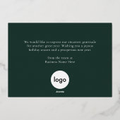 ハッピーホリデーズグモダンリーン金ゴールドスクリプトビジネス 箔シーズンカード (裏面)