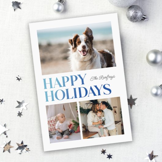 ハッピーホリデーズグラディエントヘッドライン休日カード シーズンカード