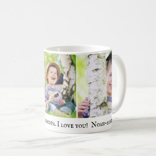 ハッピーホリデーズグランドパ私はあなたを愛する3フォトチャイルド コーヒーマグカップ (正面右)